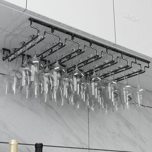 Jieyunmao simple red wine glass holder upside down household goblet holder hanging creative wine cabinet wine glass display rack hanging cup rack 7 slots long 77.5cm deep 28cm black