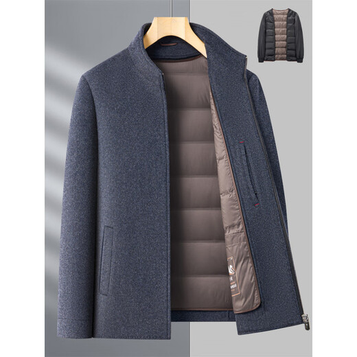 MONTAGUT double-sided woolen jacket for middle-aged and elderly men with removable liner business stand-up collar woolen jacket Z11603 stand-up collar black XL 180/96