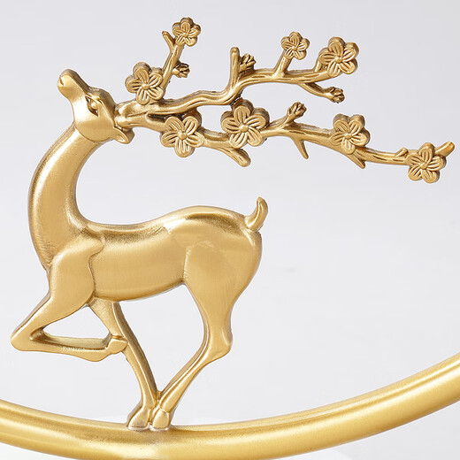 Hanshi (Hense) New Chinese Style Light Luxury Brass Table Clock Creative Desktop Table Clock Porch Decoration Clock Living Room Quartz Clock HD1032 Model A Brass Fulu (White Base + Pattern Plate)