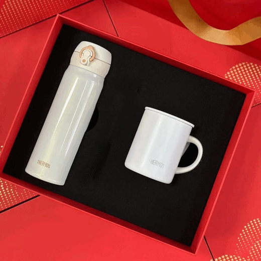 Thermos thermos cup gift box high-end business office gifts men and women gift mug water cup set group purchase blue thermos cup + white mug + gift box