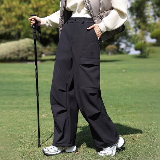 Camel Outdoor Soft Shell Pants Women's Velvet Warm Locking Temperature Resistant Windproof Water Splash Antistatic Hiking Paratrooper Mountaineering Pants