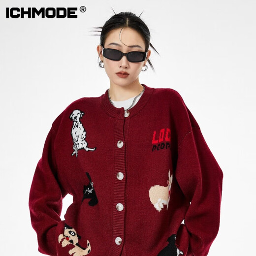 ICH MODE American knitted cardigan women's autumn and winter 2025 new sweater jacket top lazy style gray M