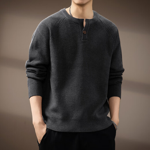 Bolison international first-line brand high-end American retro Henry collar men's sweater autumn new trendy brand loose and lazy brown 2XL