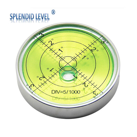 Metal universal level bubble high-precision level bead level with strong magnetic level ruler round level multiple models 50*10mm silver shell green water 2-4 degrees