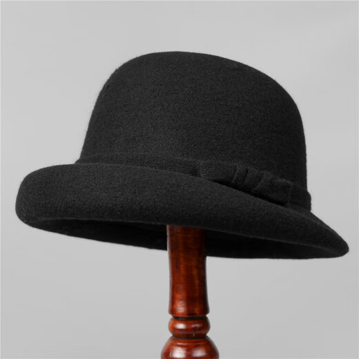 Fangchi felt mother hat women's French retro bow bucket hat autumn and winter rich style hat mocha color M (56-58cm)
