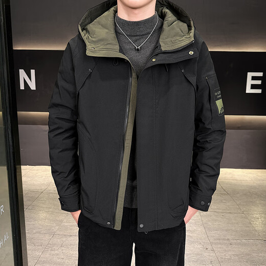 Playboy (PLAYBOY) Outdoor Men's Cotton Clothes Winter Thickened Jackets New Trendy Brand Style Coldproof Clothes Large Size Workwear Jackets Men Black M