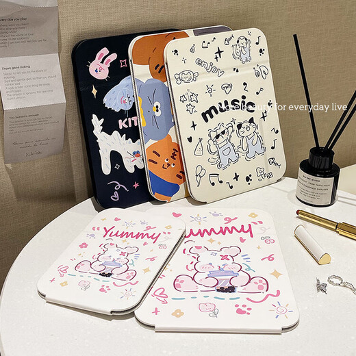 Симпатичное складное зеркало, столешница, подставка для студенческого общежития, женское дорожное портативное платье, домашний макияж, маленький размер - Blue Cat Dance, оригинальный дизайн