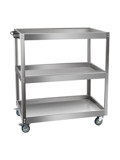 Wen Yijia stainless steel tool cart multi-functional car repair three-layer parts cart tool cabinet car repair mobile shelf hand two-layer stainless steel tool cart (2-inch wheel)