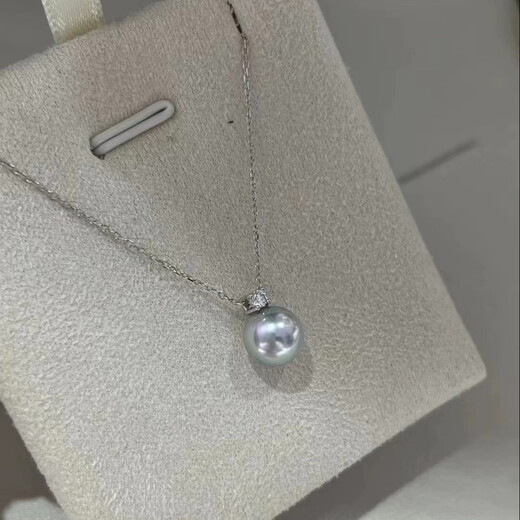 Ai Yunlai 8-9mm sea water true hemp pendant perfect round strong light S925 silver princess single pearl necklace high-end fashion 8-9mm
