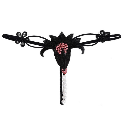 Zui Changqing Senshi thong underwear, large size sm transparent beads massage, no need to take off hot t-pants 8 black M 80-120Jin Jin is equal to 0.5 kg