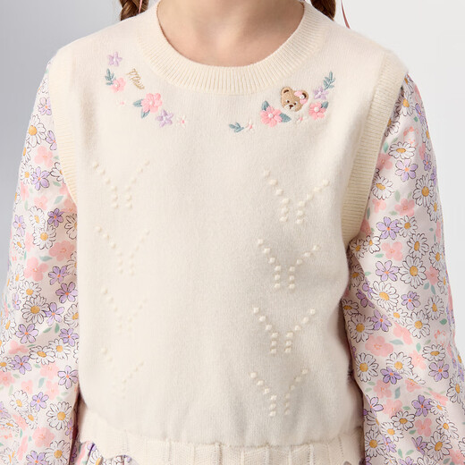 PawinPaw shopping mall same style cartoon bear children's clothing 25 years new autumn and winter new girls fake two-piece shirt Mix mixed color/99 120