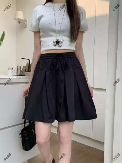 大码复古薄款休闲裤女2025新款夏季高腰阔腿裤胖MM显瘦五分短裤子 黑色 M M建议90100斤