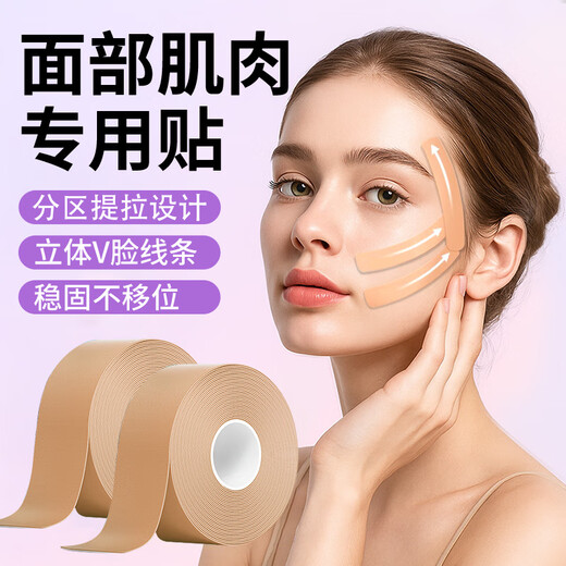 First lift bandage, chin cover, facial wrinkles, crow's feet, forehead wrinkles, tape artifact, invisible muscle patch