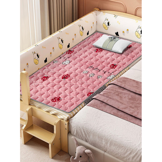 Guzhi Kindergarten Mattress Nap Mat 70*170 Children's Afternoon Class Flannel Quilt Class A Washable Sleeping Mat Pink Strawberry Flannel Mat Washable 200*220cm Extra Large Double Bed