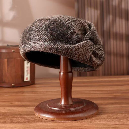 2025 new European and American style versatile fashion high-end autumn and winter warm and thickened foreign style CSqy retro beret jd brown