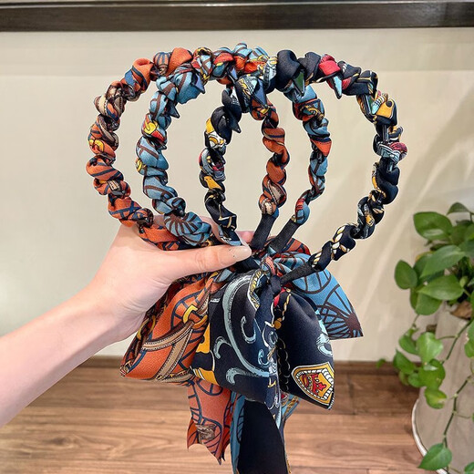 Likashi retro French printed hairband bow headband hairband high skull headband headband hairband women ribbon headband black