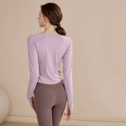 LULULOMDDW yoga clothes tops for women running quick-drying breathable sports long-sleeved T-shirts Pilates training clothes autumn and winter fitness tops pink 2XL suitable for 140-160Jin Jin equals 0.5 kg