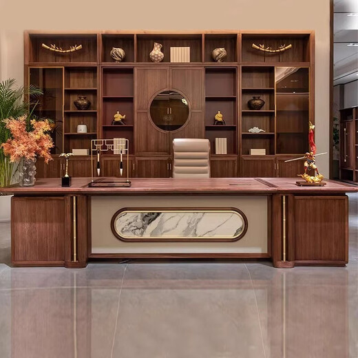 Solid wood executive desk new Chinese style boss desk light luxury high-end president desk manager office desk and chair combination customized-contact customer service