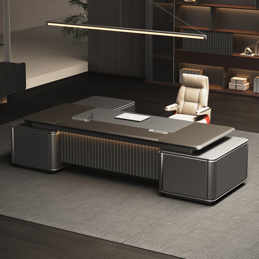 TONGTA President's Painted Desk Boss's Desk Chairman's Office Executive Desk High-end Atmosphere Light Luxury Furniture Customized 2.4 Meter President's Desk