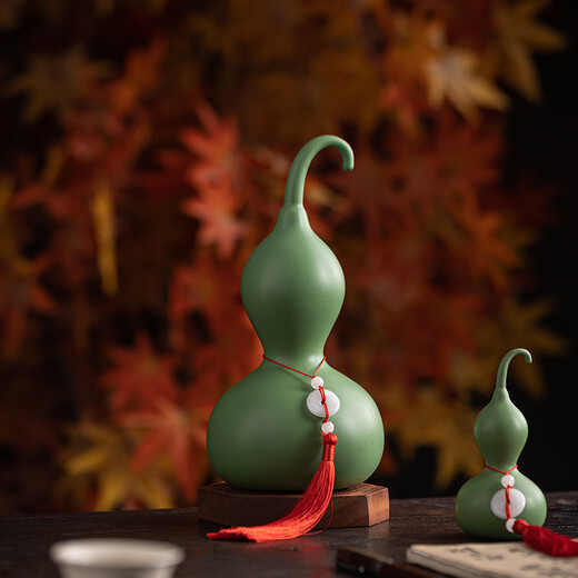 Yuxuan Creative Gifts Large Gourd Ornament Home Office Desktop Decoration Housewarming Gift Mascot Five Elements Gourd-Fire Red Small-Base