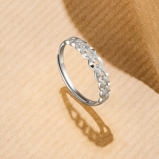 Saturday Fortune (ZLF) PT950 platinum ring women's concentric lock gift girlfriend live mouth adjustable platinum ring live mouth-1.63g