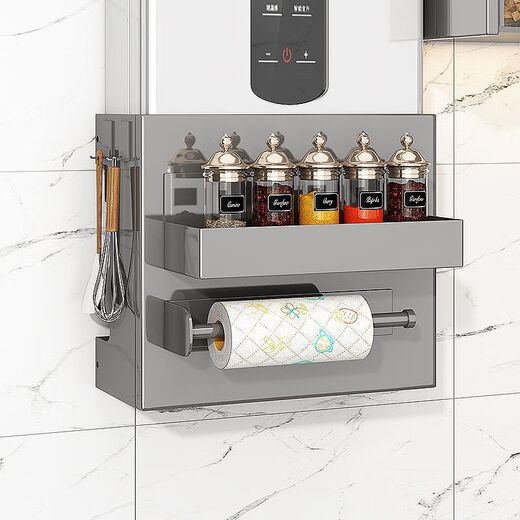 Jiaojing Water Heater Shield Magnetic Gas Kitchen No-Punch Wall Hanging to Cover Ugly Natural Gas Pipe Decoration Gun Gray Magnetic Absorbent + Holeless Dustproof Width 35 Depth 17 Height 30cm (Two-piece Set 1)