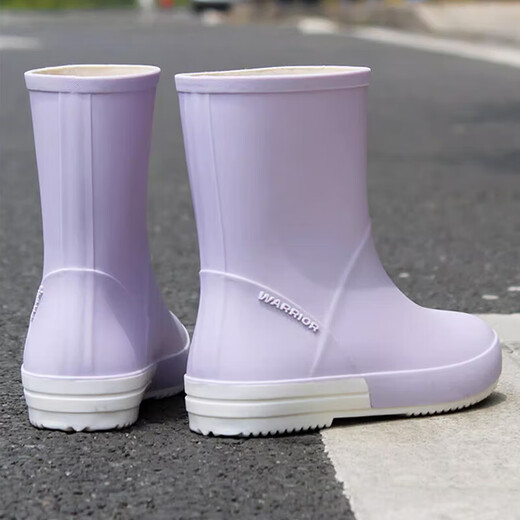 Pull-back rain boots for women all seasons waterproof non-slip short boots non-slip rain boots rubber shoes water shoes work shoes fashion HXL013 light purple 37