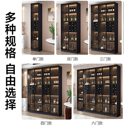 Zhong Zhang Gui wine cabinet light luxury solid wood sideboard glass door display cabinet household integrated wall bookcase new storage custom cabinet 60cm solid wood ecological board two-door model comes with sensor light (installation included)