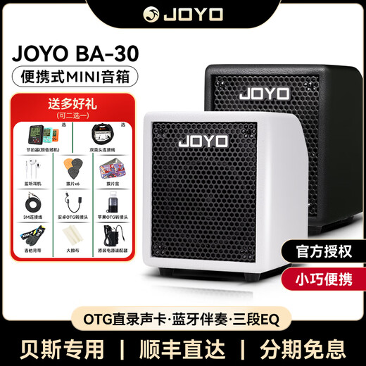 JOYO Electric Bass Speaker BA-30 Portable Electric Bass Speaker OTG Live Recording Bluetooth Play and Sing Bass Speaker SF BA-30 White + Cable + Gift