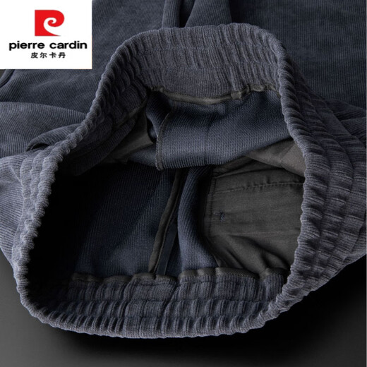 Pierre Cardin Autumn and Winter Velvet Corduroy Men's Pants Elastic Waist Straight Leg Loose Sports Pants Dark Gray Velvet Corduroy Thickened XL 130-150Jin Jin equals 0.5 kg