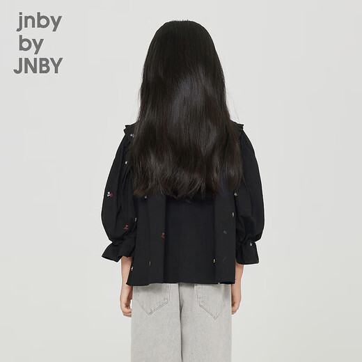 Jnby by JNBY Jiangnan Buyi children's clothing autumn long-sleeved seersucker lapel sweat-proof girls and children 1N8212950 001 black 100 cm