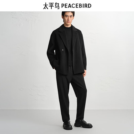 PEACEBIRD Men's Shopping Mall Same Style Coat Winter New Double-sided Wool Coat B1AAE4210 Black 1 XL