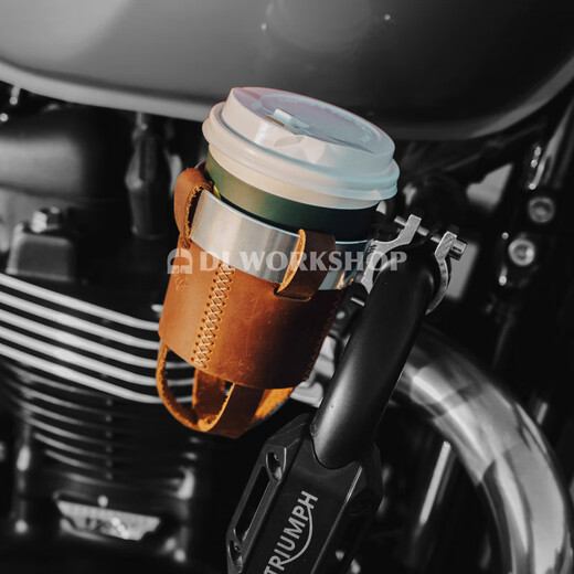 PJbaboo motorcycle retro water cup holder bicycle water bottle holder special water cup coffee cup holder milk tea holder wasteland black cowhide-metallic silver