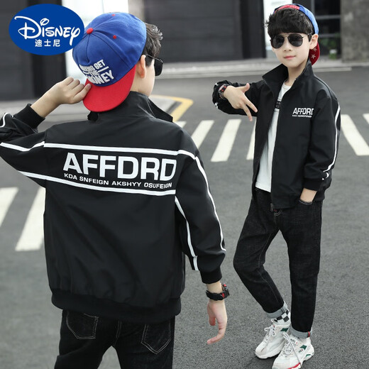 
Disney boys spring jacket baseball uniform 2025 new spring and autumn handsome boys mid-to-large children's clothes thin casual jacket dark green 120 cm