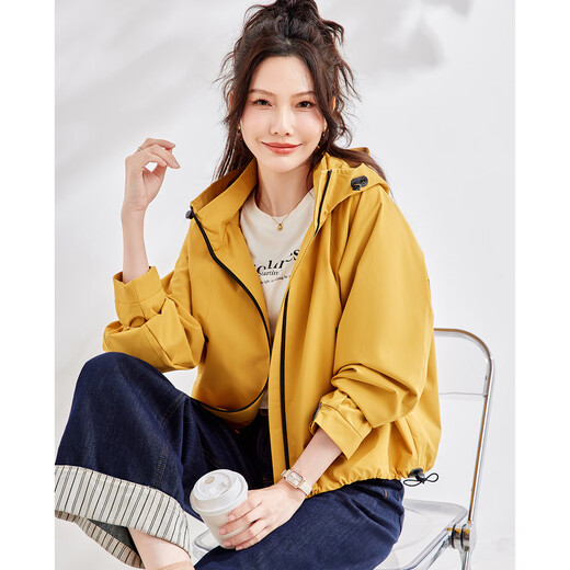 TERRE BLEUE Autumn Hooded Jacket 2025 New Women's Autumn Windproof Casual Outdoor Sports and Leisure Trend