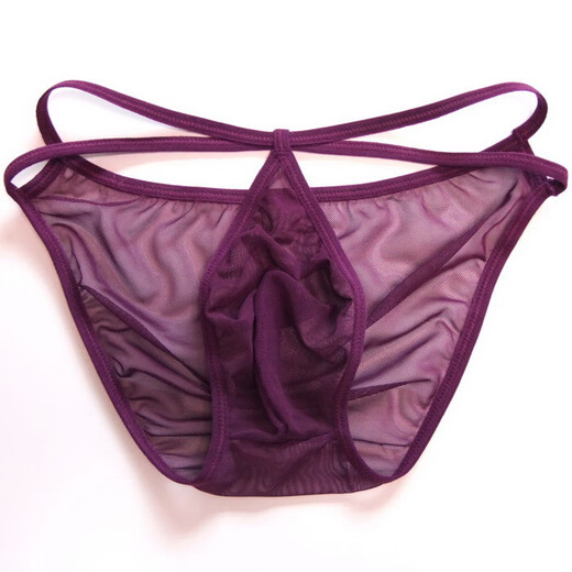 Ultra-thin Seamless Transparent Mesh Men's Underwear Stretch Sexy Briefs Sexy T-Pants T-Pants 2132 Black One Size