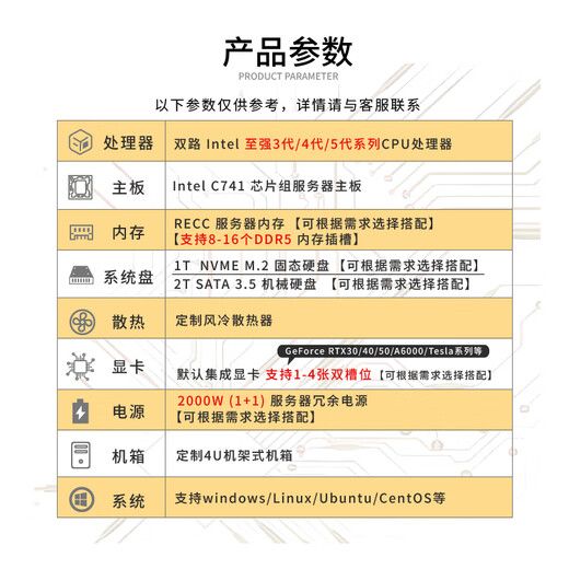 Rishi Technology dual-channel Xeon 4 card 5090/4090 deep learning server workstation DeepSeeK four-channel GPU server artificial intelligence model training host dual-channel 8481C 56 cores 112 threads 2.0G 32G memory + barebone system does not include graphics card