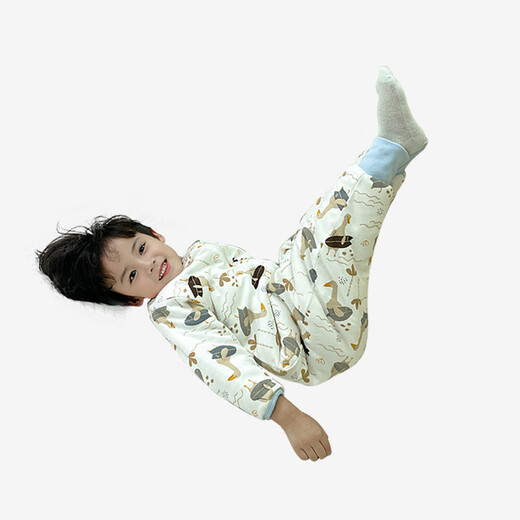 Baby sleeping bag autumn and winter quilted baby split-leg anti-kick blanket newborn jumpsuit children's zippered long-sleeved thickened 025 surf duck medium thick section 80 size height 60cm-75cm