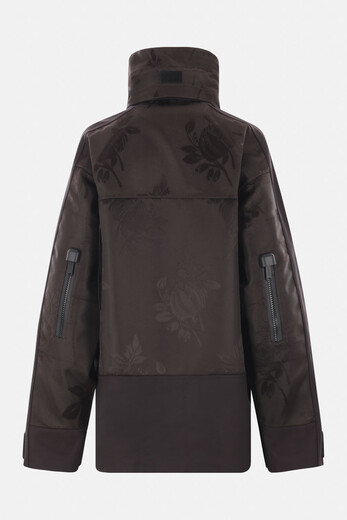 PRADA pattern jacquard high collar padded jacket brown 40