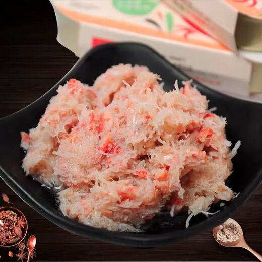 Ready-to-eat canned crab meat 80g, seafood, crab meat fillet, Dalian specialty crab meat, cooked food for rice and sushi snacks, 4 cans*80g/can