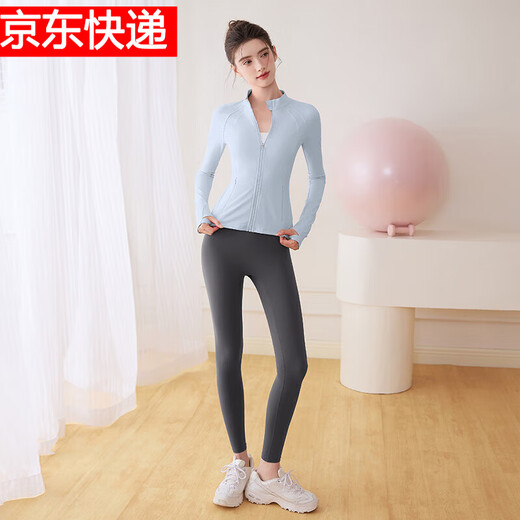 LULULOMDDW2025 new yoga wear women's tops long-sleeved running morning run Pilates training sports zipper jacket dark gray shaping pants S