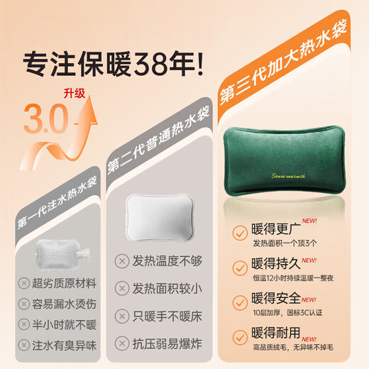 Rechargeable hot water bottle, electric water bottle hand warmer, explosion-proof baby warmer, national standard cute hot water bottle, palace warmer and waist warmer bag, mini quilt warmer, automatic power-off electric warmer, thick plush velvet, removable and washable/khaki brown