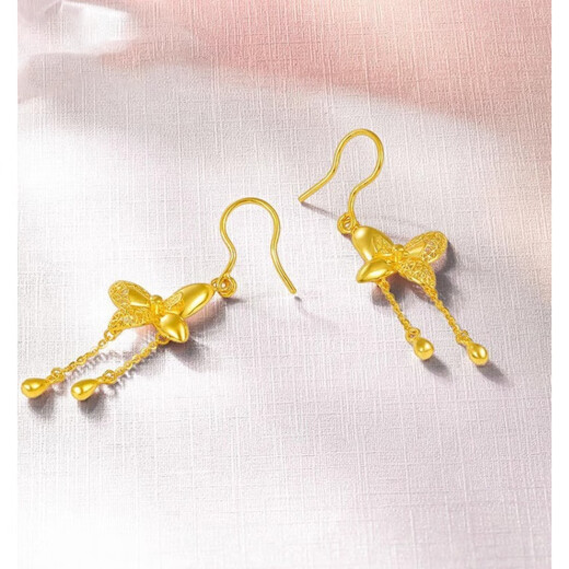 Puman Zhuji 18K gold gold earrings women's transfer beads 24K gold temperament earrings earrings fashion earrings earrings hydrangea earrings