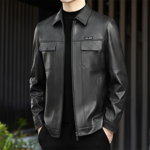 FUGUINIAO leather jacket men's 2025 autumn and winter new cotton warm motorcycle jacket casual leather jacket for men brown red L