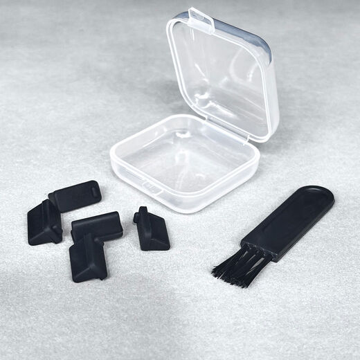 Litian USBTypeC mobile phone charging port dust-proof plug, silicone flow plug, car on-board appliance seal, TV computer, USB+Type-C black, 5 pieces each, free storage box, small brush