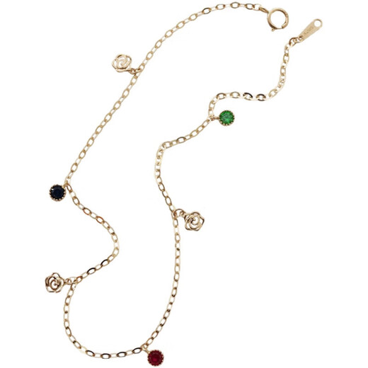 Luanjie simple Korean pure 14K gold female color diamond hollow camellia insK gold hand jewelry anklet gift bracelet