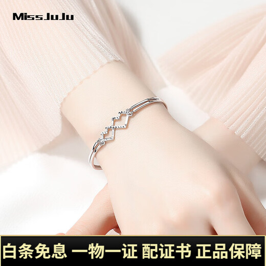 Miss JuJu pt950 platinum heart-to-heart bracelet for women, platinum fashionable and versatile bracelet, weight 8.5-8.7g
