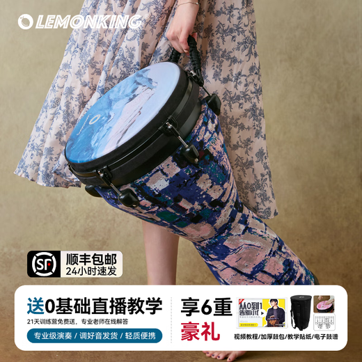 lemonKing非洲鼓标准12寸打击乐器云南丽江专业手拍鼓11寸成人初学者专业 雪山12英寸+加厚鼓包