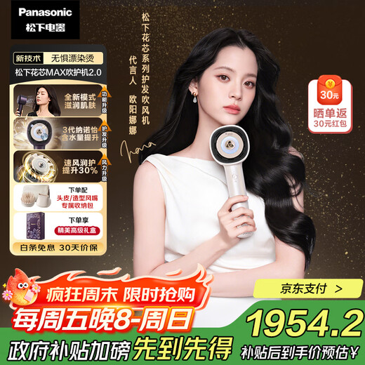 Panasonic Ouyang Nana's same model Huaxin MAX 2.0 high-speed hair dryer Nano Yi hair dryer hair care home quick drying without damage to send girlfriend birthday gift EH-NX81