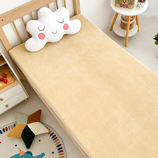 Fantasy crib fitted sheet autumn and winter thickened baby sheets bean coral milk velvet new children's spliced mattress cover A type milk velvet warm brown fitted sheet 70x150x5cm